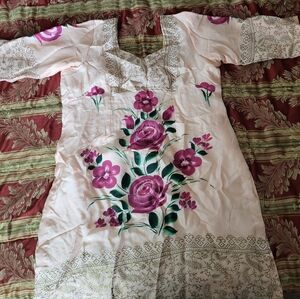 Hand painted patiala suit